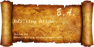 Báling Alida névjegykártya